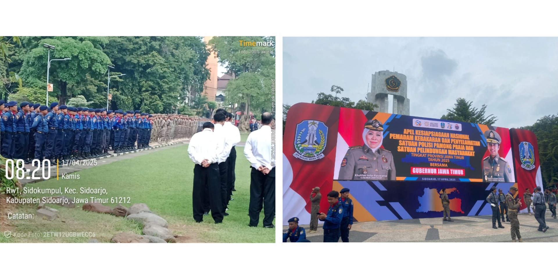 Apel Kesiapsiagaan Nasional Pemadam Kebakaran Dan Penyelamatan Satuan Polisi Pamong Praja Dan Satuan Pelindungan Masyarakat Tingkat Provinsi Jawa Timur Tahun 2025 Di Alun Alun Sidoarjo